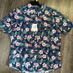 Chaps Men's Navy Floral Button Down Shirt